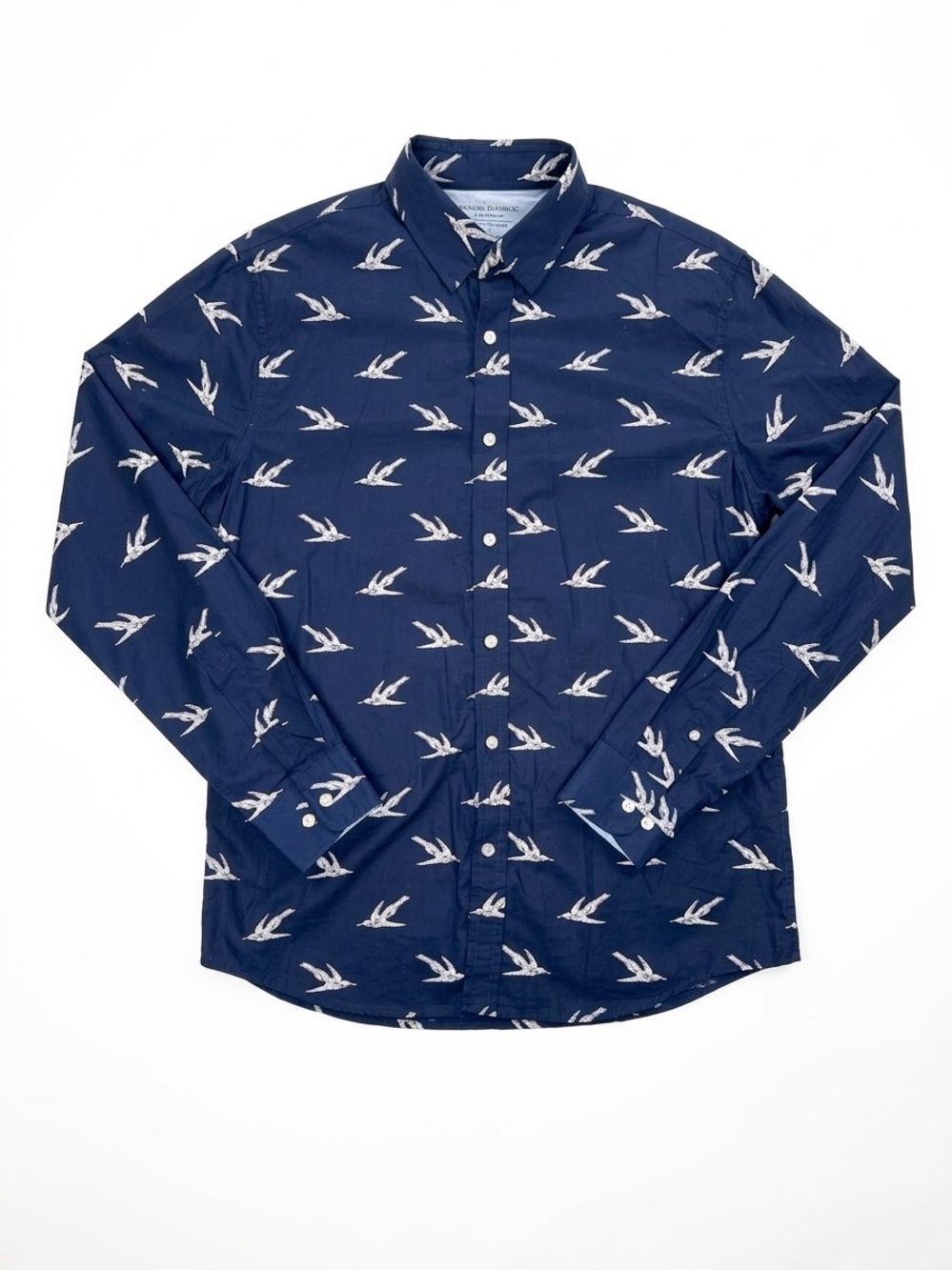 Banana Republic Navy Button-Down Shirt with White Bird Print